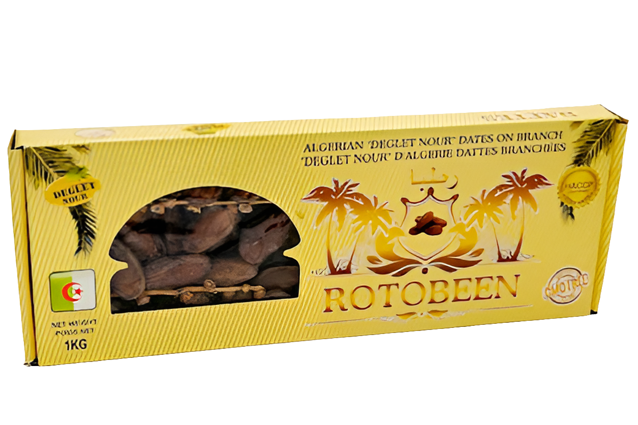 Rotobeen Deglet Nour Datteln am Zweig – 100% natürliche Datteln aus Algerien, 1kg
