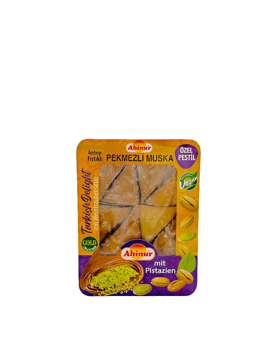 Ahinur Pekmezli Muska – Türkisches Delight mit Traubenmelasse & Pistazien, vegan